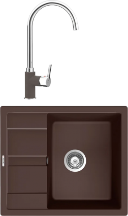 Комплект Мойка Schock Optima 45D Cristalite мокка + Смеситель Cristalite Simi мокка матовая, прямоугольная