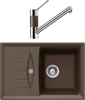 Комплект Мойка Schock Genius 45D Small (D-100S) Cristalite мокка + Смеситель Cristalite SC-50 мокка матовая, прямоугольная