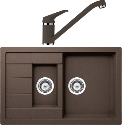 Комплект Мойка Schock Aster 60D Cristalite мокка + Смеситель Cristalite Cosmo мокка матовая, прямоугольная
