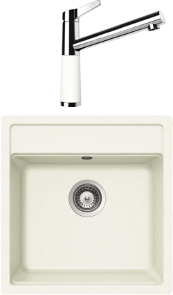 Комплект Мойка Schock Nemo 50 (N-100S) Cristalite альпина + Смеситель Cristalite SC-510 альпина матовая, прямоугольная