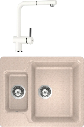 Комплект Мойка Schock Cambridge 60 Cristalite альпина + Смеситель Cristalite Epos-D выдвижной излив, альпина, матовая, прямоугольная