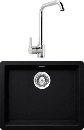Комплект Мойка Schock Soho 60 (N-100) Cristadur пуро + Смеситель MEGA Ege MG-PL10 хром матовая, прямоугольная
