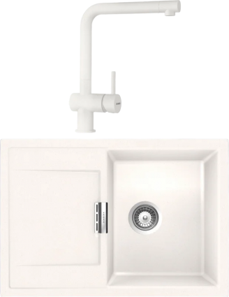 Комплект Мойка Schock Eton 45D Cristadur поларис + Смеситель Cristadur Epos full color поларис матовая, прямоугольная
