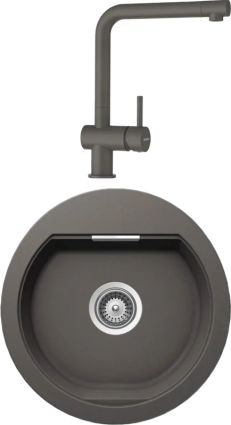 Комплект Мойка Schock Calypso 45 Cristadur серебристый камень + Смеситель Cristadur Epos full color серебристый камень матовая, овальная