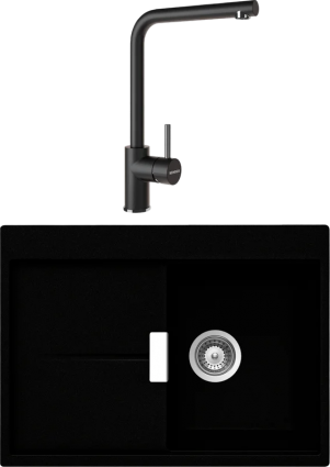 Комплект Мойка Schock Horizont 40D Small (D-100S) Cristadur пуро + Смеситель Cristadur Napos пуро матовая, прямоугольная