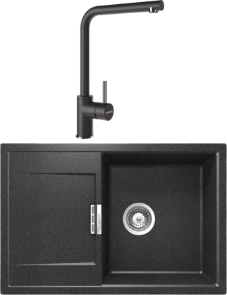 Комплект Мойка Schock Eton 50D Cristadur магма + Смеситель Cristadur Napos магма матовая, прямоугольная