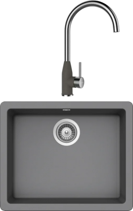 Комплект Мойка Schock Quadro 60 Cristalite баварский камень + Смеситель Cristalite Kavus баварский камень матовая, прямоугольная