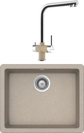 Комплект Мойка Schock Quadro 60 (N-100) Cristalite саббиа + Смеситель Cristalite Vitus саббиа матовая, прямоугольная