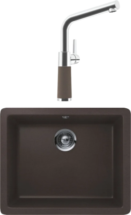 Комплект Мойка Schock Quadro 60 (N-100) Cristalite мокка + Смеситель Cristalite SC-540 мокка матовая, прямоугольная