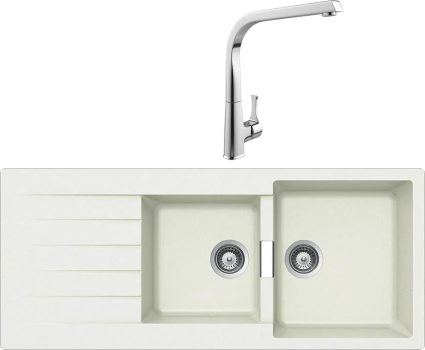 Комплект Мойка Schock Primus 80D (D-200) Cristalite альпина + Смеситель MEGA Mega матовая, прямоугольная
