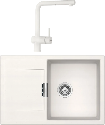 Комплект Мойка Schock Eton 50D Cristadur поларис + Смеситель Cristadur Epos-D full color выдвижной излив, поларис, матовая, прямоугольная