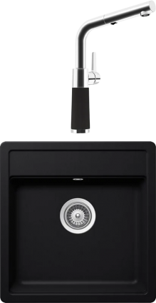 Комплект Мойка Schock Vero 50 Cristadur пуро + Смеситель Cristadur SC-540-D выдвижной излив, пуро, матовая, прямоугольная
