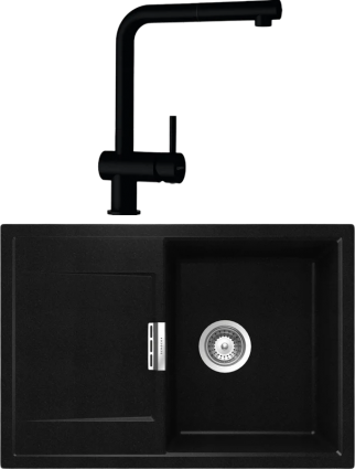 Комплект Мойка Schock Eton 45D Cristadur пуро + Смеситель Cristadur Epos-D full color выдвижной излив, пуро, матовая, прямоугольная