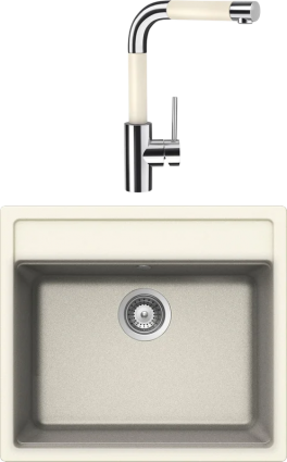 Комплект Мойка Schock Vero 60 (N-100) Cristadur магнолия + Смеситель Cristadur SC-300 магнолия матовая, прямоугольная