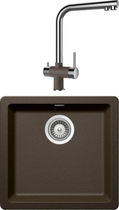 Комплект Мойка Schock Soho 50 (N-100S) Cristadur бронза + Смеситель Cristadur Vitus бронза матовая, прямоугольная