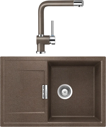 Комплект Мойка Schock Eton 50D Cristadur бронза + Смеситель Cristadur Piega бронза матовая, прямоугольная