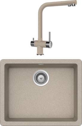 Комплект Мойка Schock Quadro 700522U 60 (N-100) Cristalite саббиа + Смеситель Cristalite Wellus New саббиа матовая, прямоугольная