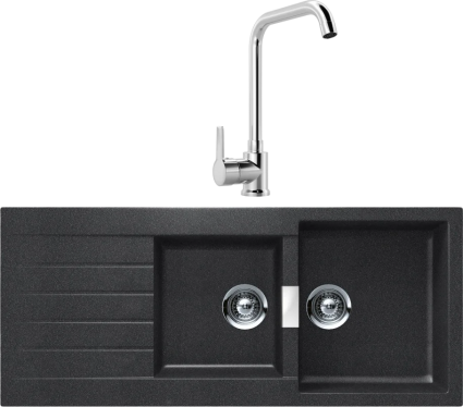 Комплект Мойка Schock Signus 80D (D-200) Cristadur магма + Смеситель MEGA Ege MG-PL10 хром матовая, прямоугольная