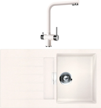 Комплект Мойка Schock Signus 45D (D-100) Cristadur поларис + Смеситель Cristadur Wellus New поларис матовая, прямоугольная