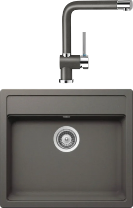 Комплект Мойка Schock Vero 60 (N-100) Cristadur серебристый камень + Смеситель Cristadur Piega серебристый камень матовая, прямоугольная
