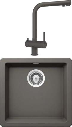 Комплект Мойка Schock Soho 50 (N-100S) Cristadur серебристый камень + Смеситель Cristadur Vitus full colour серебристый камень матовая, прямоугольная