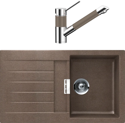 Комплект Мойка Schock Signus 45D (D-100) Cristadur бронза + Смеситель Cristadur SC-200 бронза матовая, прямоугольная
