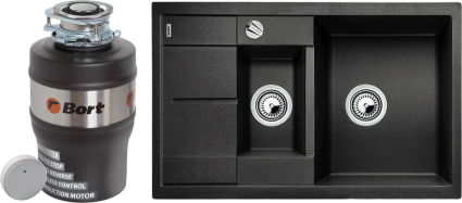 Комплект Мойка Blanco Metra 6 S Compact антрацит + Измельчитель Bort Alligator Mega матовая, прямоугольная