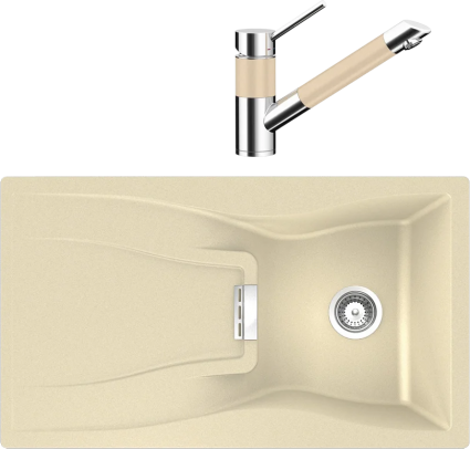 Комплект Мойка Schock Waterfall 45D (D-100) Cristadur аворио, интегрированная + Смеситель Cristadur SC-200 аворио, матовая, прямоугольная