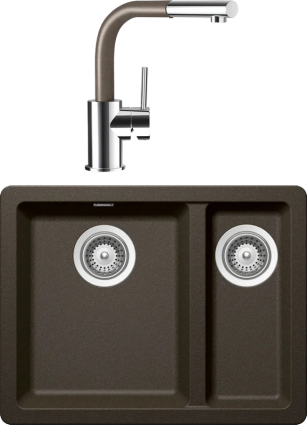 Комплект Мойка Schock Soho 60 Plus (N-150) Cristadur бронза + Смеситель Cristadur Nimbus-D выдвижной излив, бронза, матовая, прямоугольная
