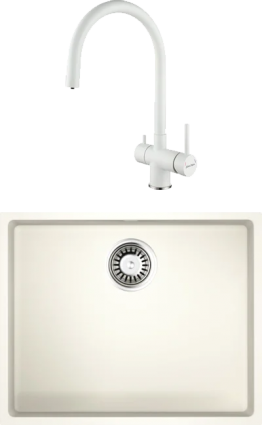 Комплект Мойка Omoikiri Bosen 54-U-WH белая + Смеситель Paulmark Heller He213218-431 белый матовый матовая, прямоугольная