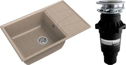 Комплект Мойка GranFest Vertex GF-V-780L песочная + Измельчитель Bone Crusher BC 810-SL Slim Line матовая, прямоугольная