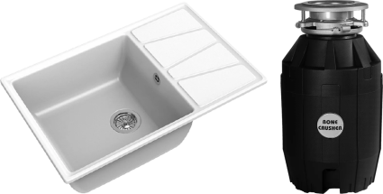 Комплект Мойка GranFest Vertex GF-V-780L иней + Измельчитель Bone Crusher BC 810-AS матовая, прямоугольная