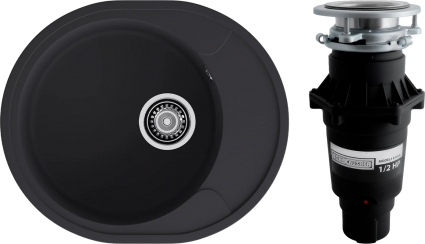 Комплект Мойка GranFest Urban 857L черная + Измельчитель Bone Crusher BC 810-SL Slim Line матовая, овальная