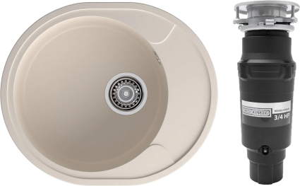 Комплект Мойка GranFest Urban 857L белая + Измельчитель Bone Crusher BC 910-SL-Slim Line матовая, овальная