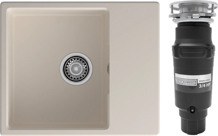 Комплект Мойка GranFest Urban 658L белая + Измельчитель Bone Crusher BC 910-SL-Slim Line матовая, прямоугольная