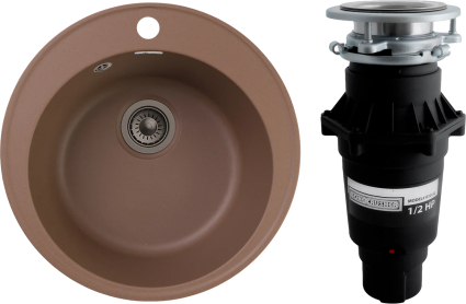 Комплект Мойка GranFest Quarz Z08 терракот + Измельчитель Bone Crusher BC 810-SL Slim Line матовая, круглая