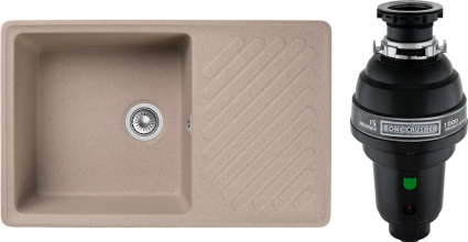 Комплект Мойка GranFest Quarz Z 52 песок + Измельчитель Bone Crusher BC 1000-AS матовая, прямоугольная
