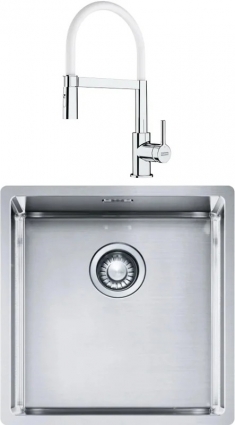 Комплект Мойка Franke Box BXX 210-40 нержавеющая сталь + Смеситель Lina Semi-pro хром, белый, полированная, прямоугольная