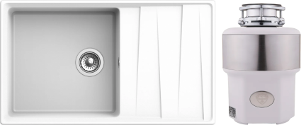 Комплект Мойка GranFest Level LV-860 L иней + Измельчитель Status Premium 350 матовая, прямоугольная