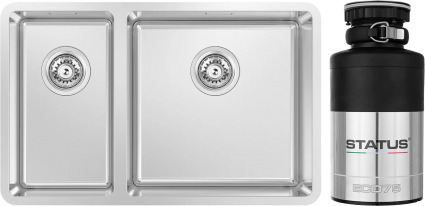 Комплект Мойка Kantera Lucia LUR210/R diamond + Измельчитель Status ECO 75 матовая, прямоугольная
