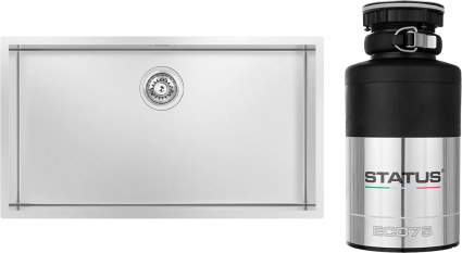 Комплект Мойка Kantera Cube CRR740 MB mikrobrush + Измельчитель Status ECO 75 брашированная, прямоугольная