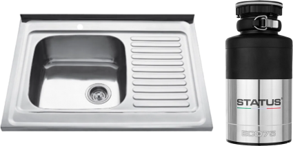 Комплект Мойка Kaiser KSS-8060 L + Измельчитель Status ECO 75 полированная, прямоугольная