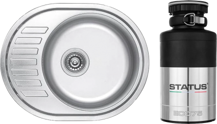 Комплект Мойка Kaiser KSS-5745 R + Измельчитель Status ECO 75 полированная, овальная