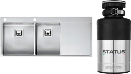 Комплект Мойка Reginox Nevada LUX OKG left L 40x30 сталь + Измельчитель Status ECO 75 брашированная, прямоугольная