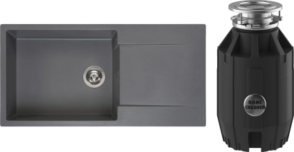 Комплект Мойка Reginox Amsterdam 540 3,5" grey silvery + Измельчитель Bone Crusher BC 910-AS, матовая, прямоугольная