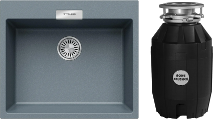 Комплект Мойка Tolero Loft TL-580 грей + Измельчитель Bone Crusher BC 810-AS матовая, прямоугольная