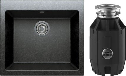 Комплект Мойка Tolero Classic R-111 уголь + Измельчитель Bone Crusher BC 910-AS матовая, прямоугольная
