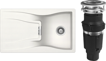 Комплект Мойка Schock Waterfall 45D (D-100) Cristadur поларис + Измельчитель Bone Crusher BC 610-AS матовая, прямоугольная
