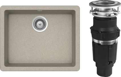 Комплект Мойка Schock Quadro 700522U 60 (N-100) Cristalite саббиа + Измельчитель Bone Crusher BC 610-AS матовая, прямоугольная