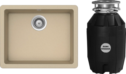 Комплект Мойка Schock Quadro 700524U 60 (N-100) Cristalite лунный камень + Измельчитель Bone Crusher BC 810-AS матовая, прямоугольная